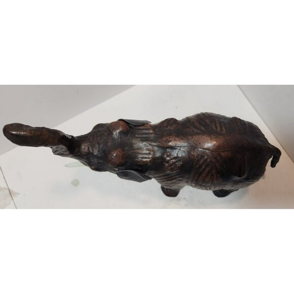 Vintage Leather Wrapped Brown Elephant Figurine 13" Long by 10.5" Tall Realistic - Picture 3 of 14